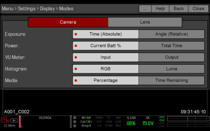 Display Mode: Camera